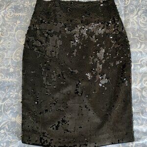 NWOT Express Design Studio Sequins Black Knee-Length Party Cocktail Skirt